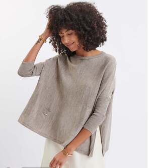 Mersea Catalina Travel Sweater Heathered Gray One Size Relaxed Pockets Knit